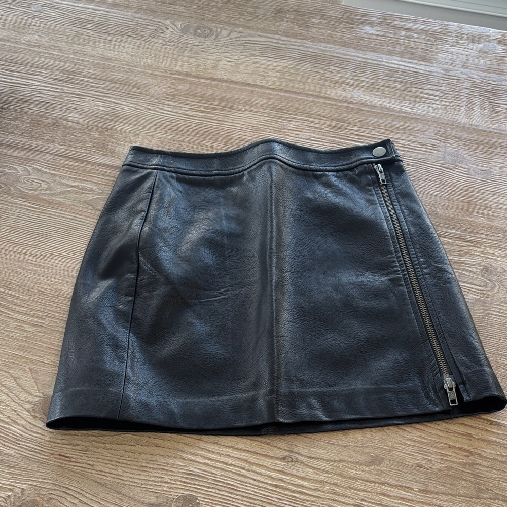 Leith Black Leather Mini Skirt